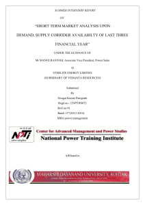 short term market analysis upon - National Power Training Institute