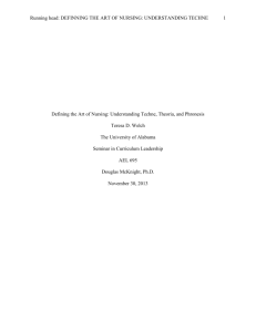 Defining the Art of Nursing: Understanding Techne, Theoria, and