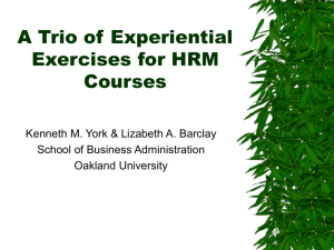 A Trio of Experiential Exercises for HRM Courses