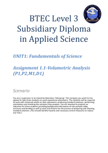 Volumetric Analysis - Ms Critchley's Laboratory