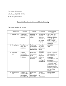 Type of test based on the purpose and teacher