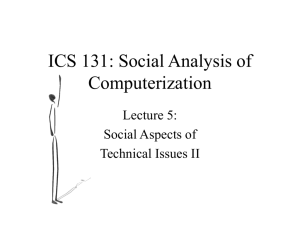 Lecture5SocialAspectsII - Donald Bren School of Information