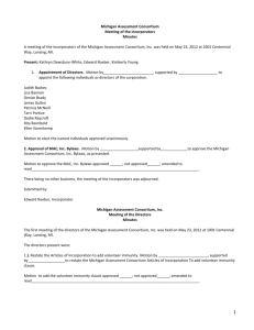 Michigan Assessment Consortium Meeting of the Incorporators