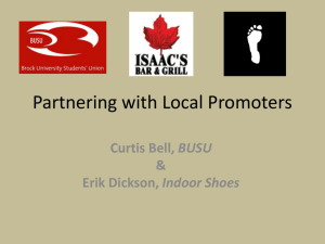 Working with Local Promoters - Brock University Students' Union