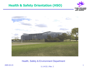 PowerPoint Presentation - Health & Safety Orientation