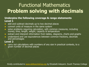 Problem solving with decimals / money