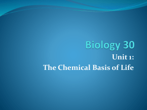 Unit 1 - The Chemical Basis of Life