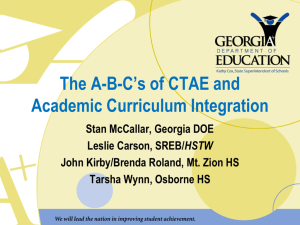 The ABC's of CTAE and Academic Curriculum Integration