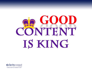 Content is King - Clarity Connect, Inc.