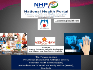 Centre for Health Informatics National Institute of Health and Family