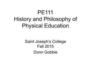 PE111 – History and Philosophy of Physical Education