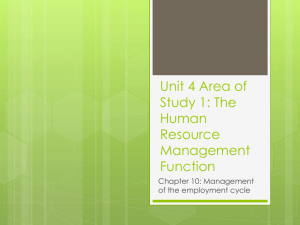 Unit 4 Area of Study 1: The Human Resource Management Function