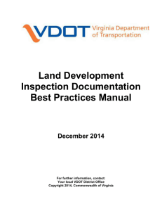 Land Development Inspection Documentation Best Practices Manual