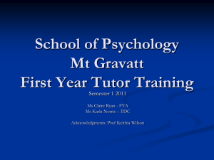 School of Psychology First Year Tutor Training