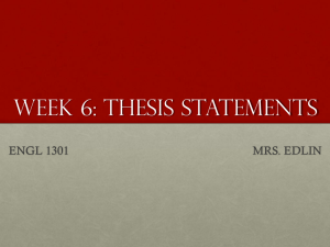 WEEK 6: THESIS STATEMENTS