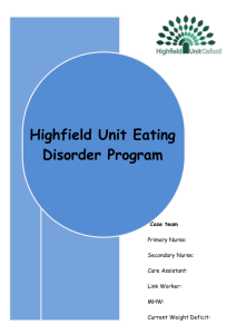 Highfield Unit Eating Disorder Program