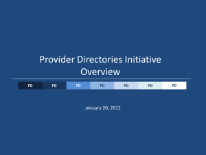 Provider Directories Initiative Overview