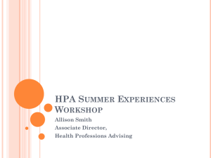 Fall 2015 HPA Summer Opportunities Presentation