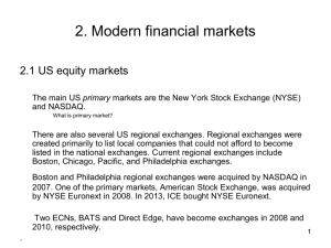 2. Modern financial markets I