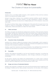 The Charter of Values for Sustainability Introduction Manteco S.P.A.