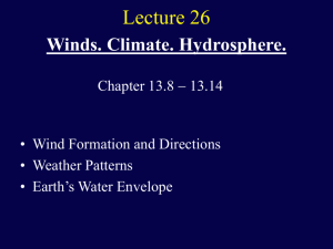 Winds. Climate. Hydrosphere. - Department of Physics and Astronomy