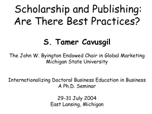 Scholarship and Publishing: Are there best Practices?