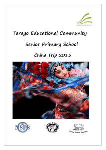 China Trip information booklet - TEC Senior Primary China Trip 2015