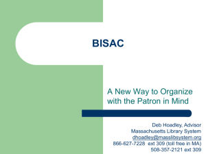 BISAC handout - Massachusetts Library System