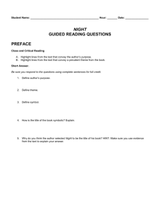 night guided reading questions preface