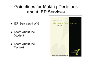 Guidelines for Making Decisions about IEP Services 2001