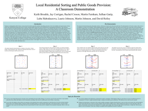 Local Residential Sorting and Public Goods Provision