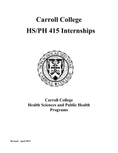 the Health Sciences Internship Packet