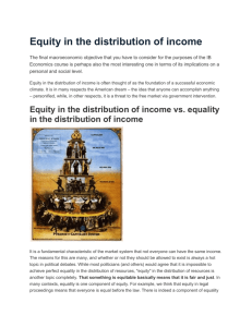 Equity in the distribution of income