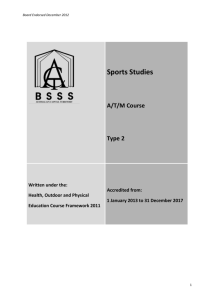 Sports Studies - ACT Board of Senior Secondary Studies