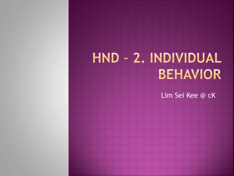 HND 2 Individual Behavior