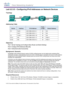 8.2.5.5 Lab - Configuring IPv6 Addresses on