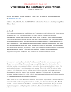 Overcoming the Healthcare Crisis Within