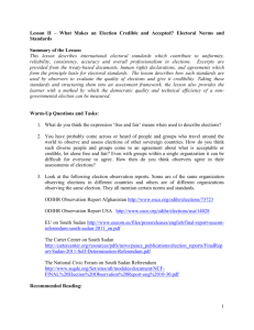 Lesson II – Electoral Norms and Standards