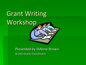 Grant Writing Workshop - Sacramento City Unified School District