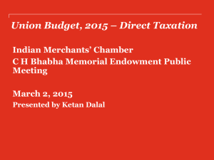 Union Budget, 2015 – Direct Taxation