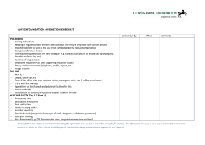 induction checklist - Lloyds Bank Foundation