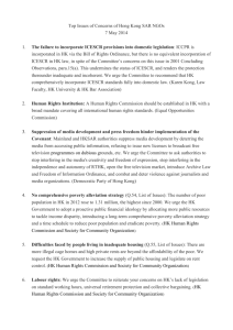 Top Issues of Concerns of Hong Kong SAR NGOs