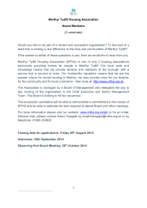 Merthyr Tydfil Housing Association Board Members (2 vacancies