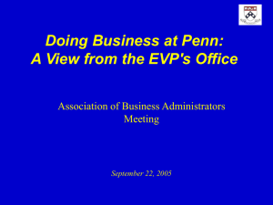 Doing Business at Penn - Office of the Vice President for Finance