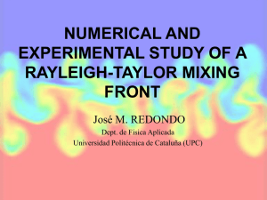 numerical and experimental study of a rayleigh-taylor
