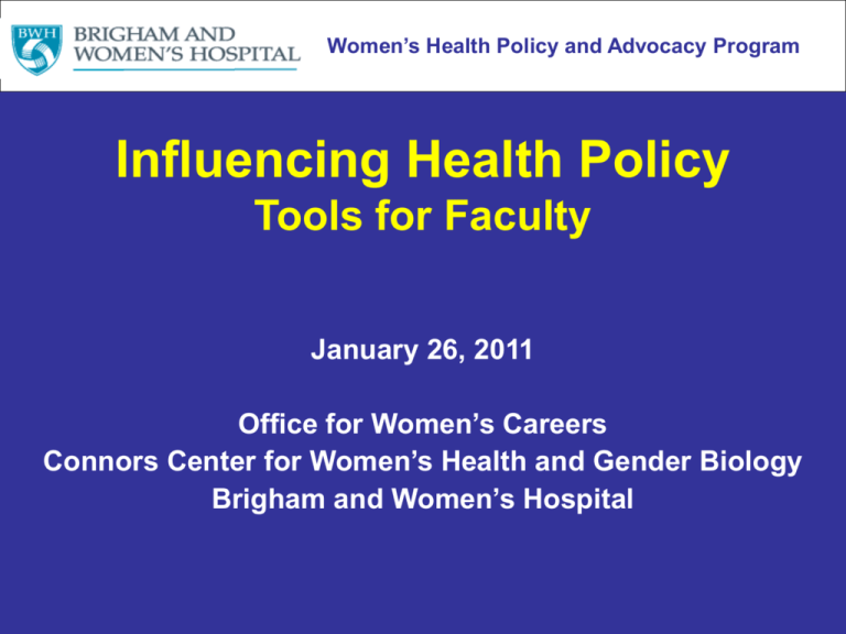Influencing Health Policy Tools for Faculty