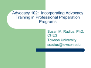 Advocacy 102 - Health Education Advocate