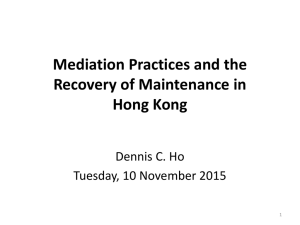 Mediation Practices and the Recovery of Maintenance in Hong Kong