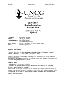 MBA 620-71 Strategic Analysis - The University of North Carolina at