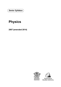 Physics - Queensland Curriculum and Assessment Authority